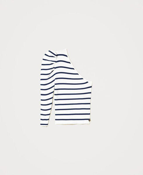 Maglia Donna 211TT3212 monospalla a righe Bianco blu TWINSET- Francavilla Moda
